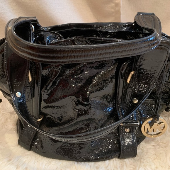 Black Patent Leather Michael Kors Handbag - Picture 3 of 8